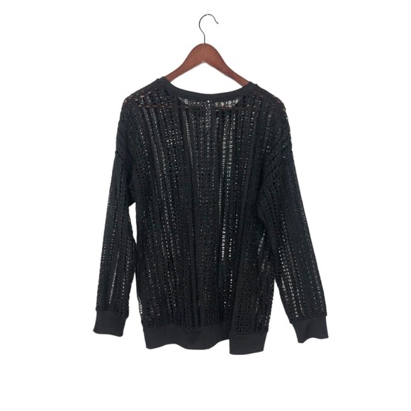 Fabletics Black Open Knit Long Sleeve Sweater Women's Size Large - Picture 4 of 7